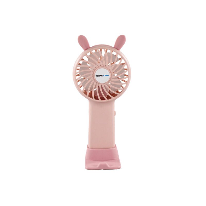 ventilador tecnolab portatil recargable, flujo ajustable, dc 5v 1a, bateria 225mah. pink — vista 2