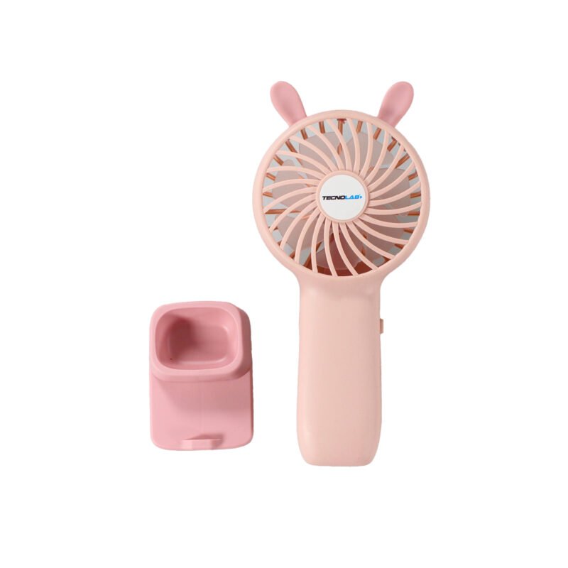 ventilador tecnolab portatil recargable, flujo ajustable, dc 5v 1a, bateria 225mah. pink — vista 3