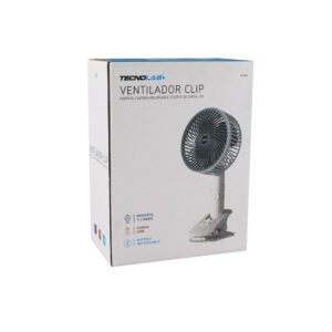 ventilador tecnolab clip portatil, bateria recargable 3.7v, 5w entrada, 4w potencia, color, ideal para oficinas.white