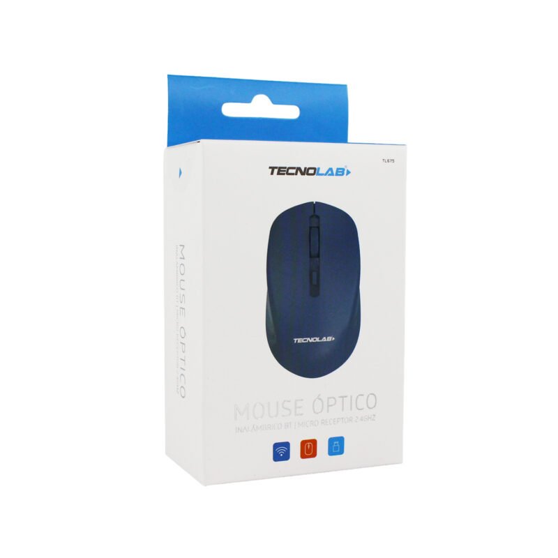 mouse tecnolab inalambrico 2.4g+bt blue carga tipo c — vista 2