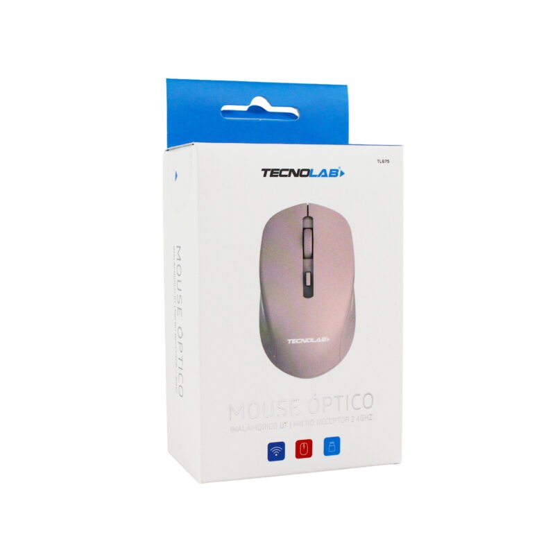 mouse tecnolab inalambrico 2.4g+bt pink carga tipo c — vista 2