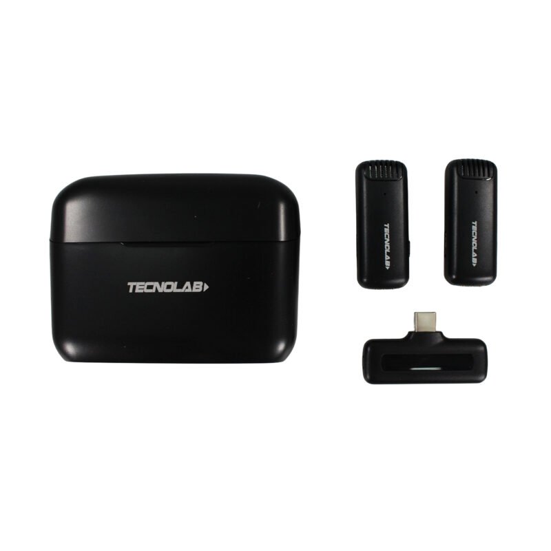 kit microfono de 2 lavalier inalambrico para celular con conexion tipo c 25 mts de alcance hd audio — vista 4