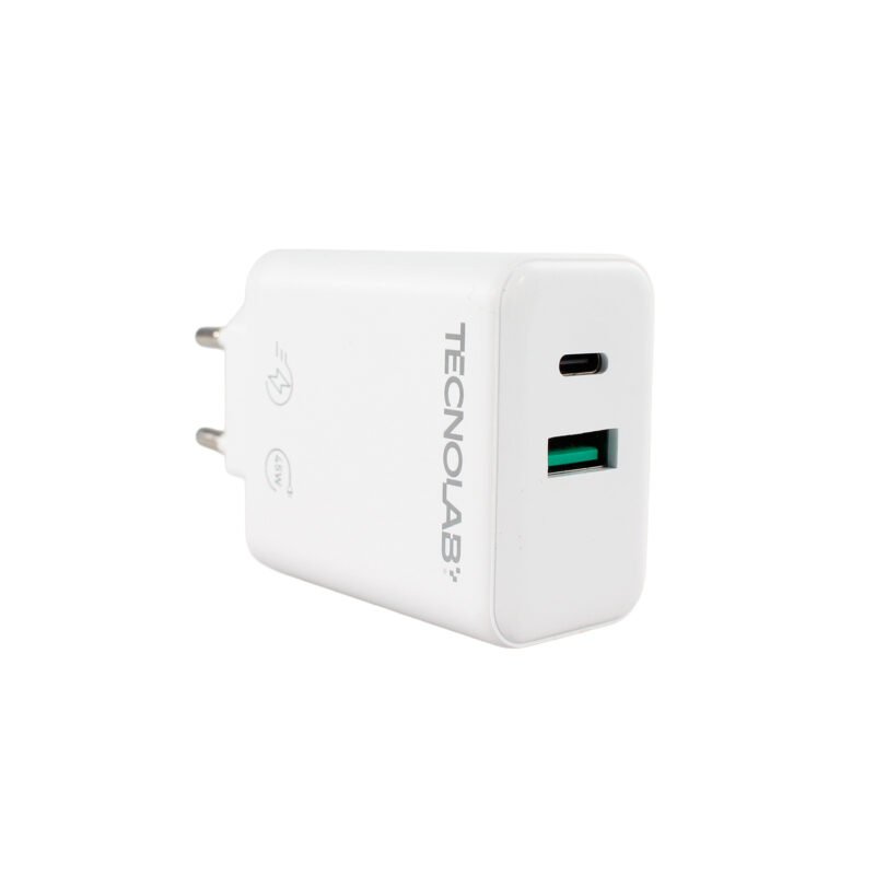 cargador tecnolab qc 3.0 + pd 45w con cable tipo c a c. certificacion sec. white — vista 5