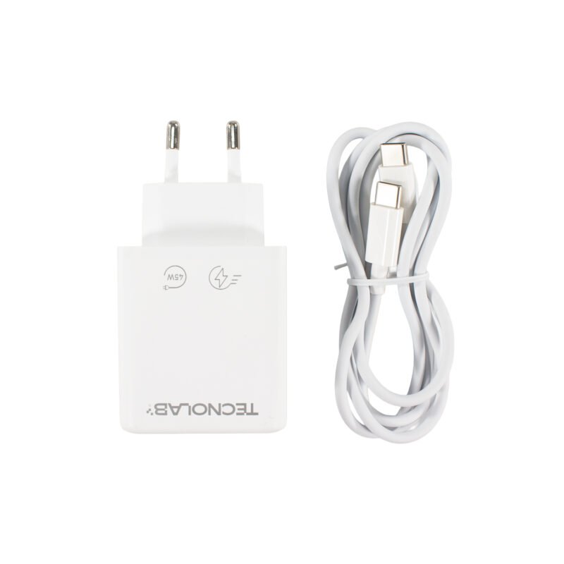 cargador tecnolab qc 3.0 + pd 45w con cable tipo c a c. certificacion sec. white — vista 6