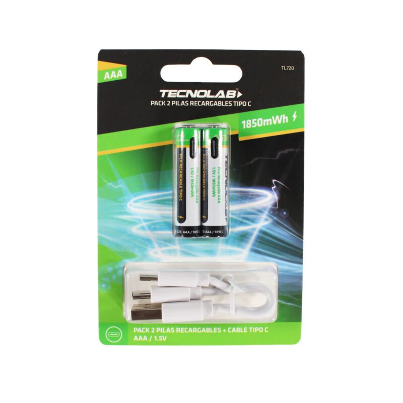pila tecnolab recargable aaa tipo c, 1850mwh pack 2 unidades — vista 3