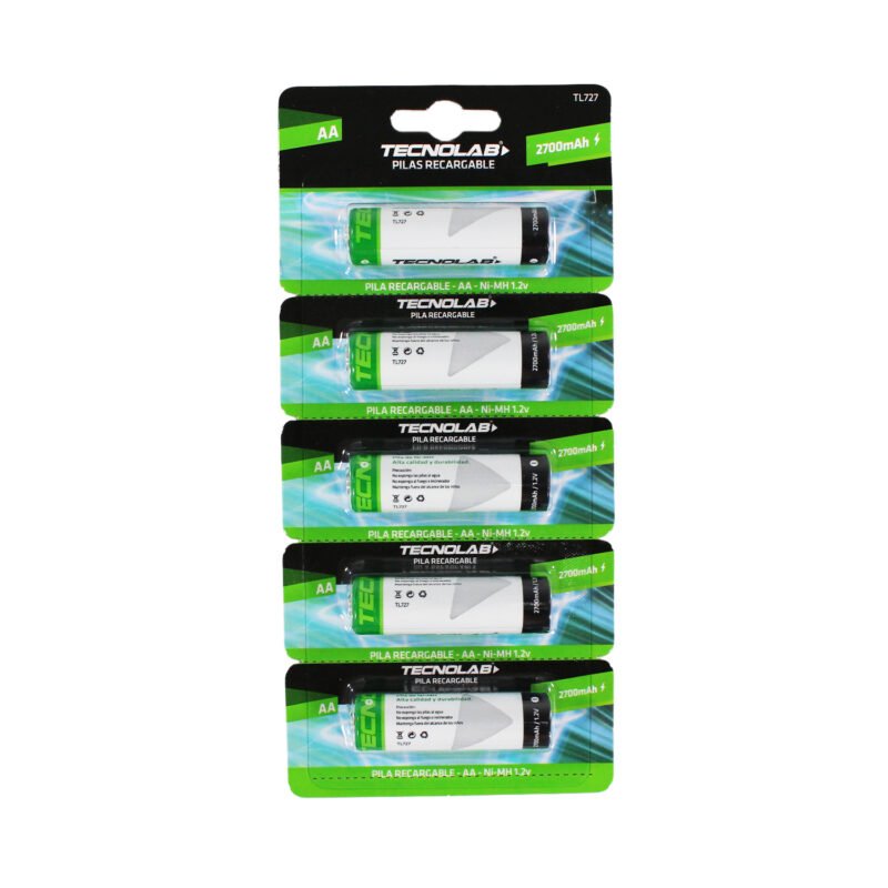 pila tecnolab recargable aa 2700mah pack 5 unidades