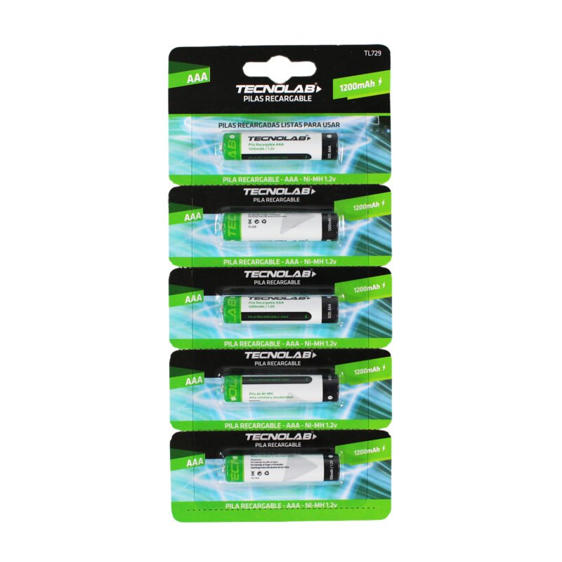pila tecnolab recargable aaa 1200mah pack 5 unidades