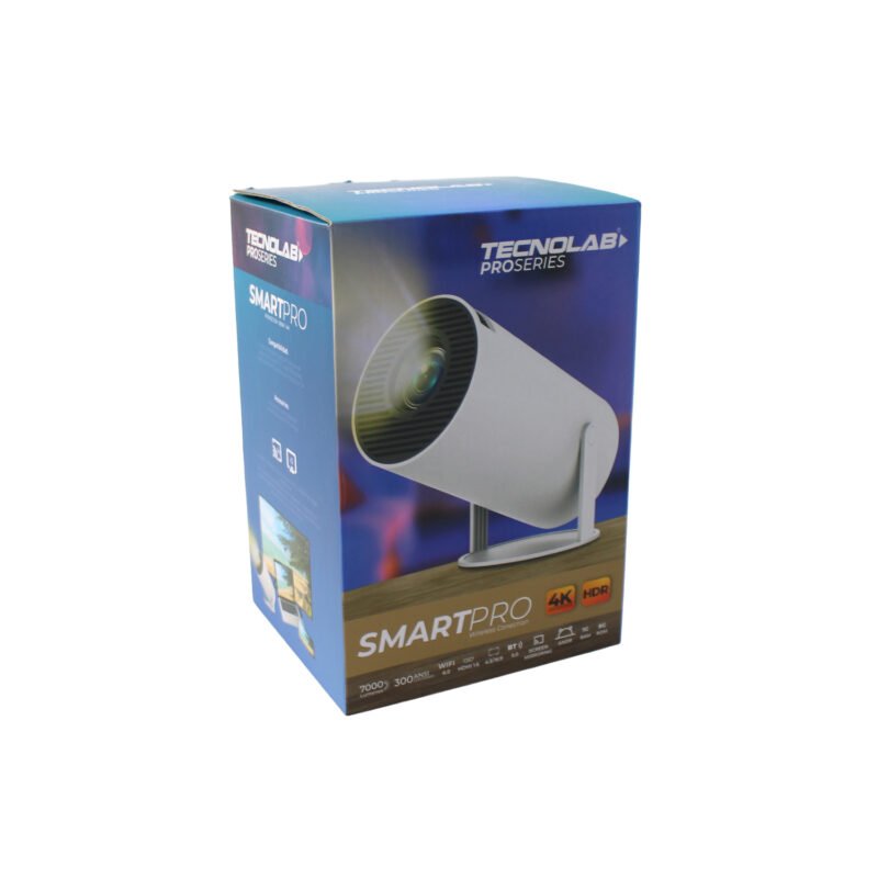 proyector smart android 11 con wifi, bt 5.0, 7000 lumenes 300 ansi , 1080 y 4k. ram 1g rom 8g de 30 a 200 pulgadas