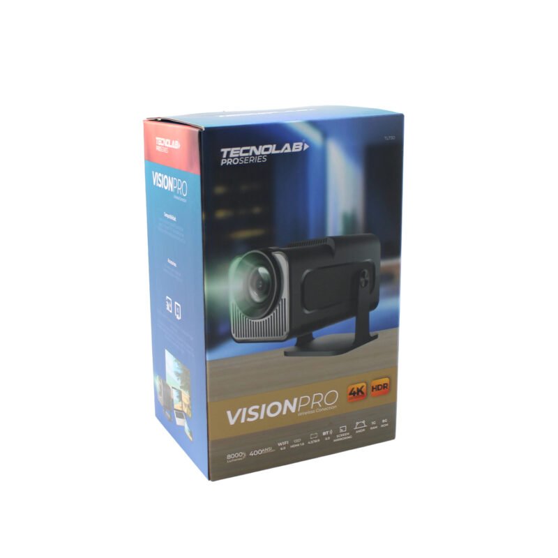 proyector smart android 11 con wifi, bt 5.0, 8000 lumenes 400 ansi , 1080 y 4k. ram 1g rom 8g de 30 a 200 pulgadas