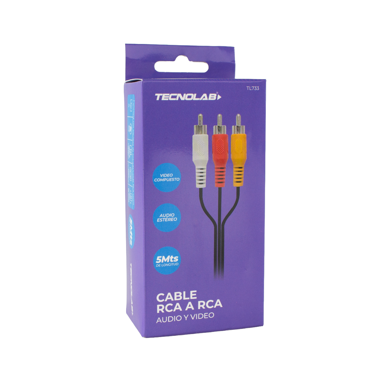 cable tecnolab 3rca a 3rca de 5 metros, permite rca de audio y video cable tecnolab 3rca a 3rca de 5 metros, permite rca de audio y video