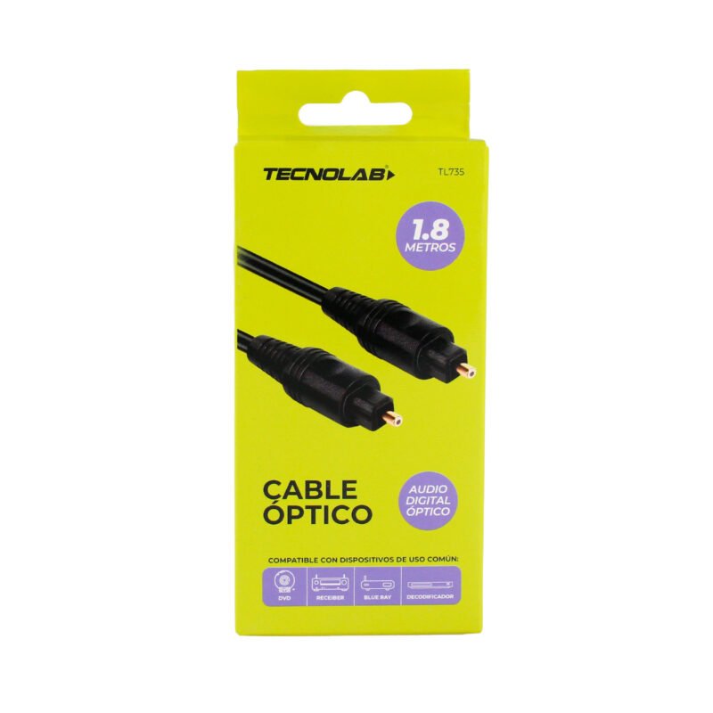 cable optico tecnolab de audio 1.8mts para dvd/receiver/blue ray/decodificadores digitales — vista 2