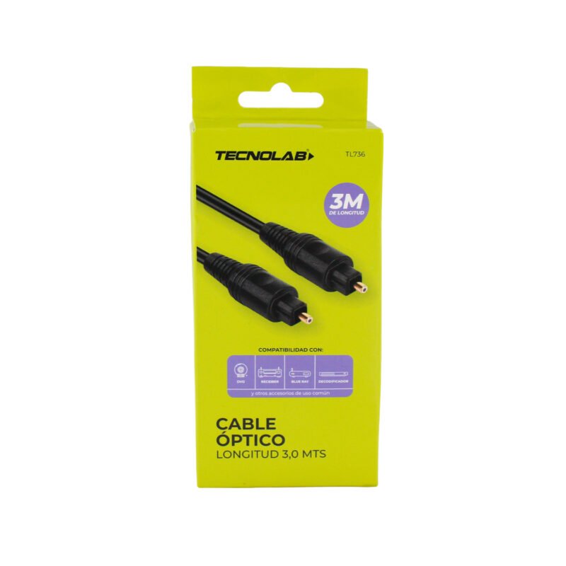 cable tecnolab optico de audio 3.0mts para dvd/receiver/blue ray/decodificadores digitales — vista 2