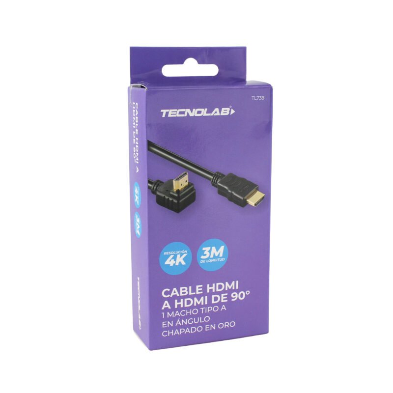 cable tecnolab hdmi de 90 grados a hdmi, 1.5 metros — vista 2