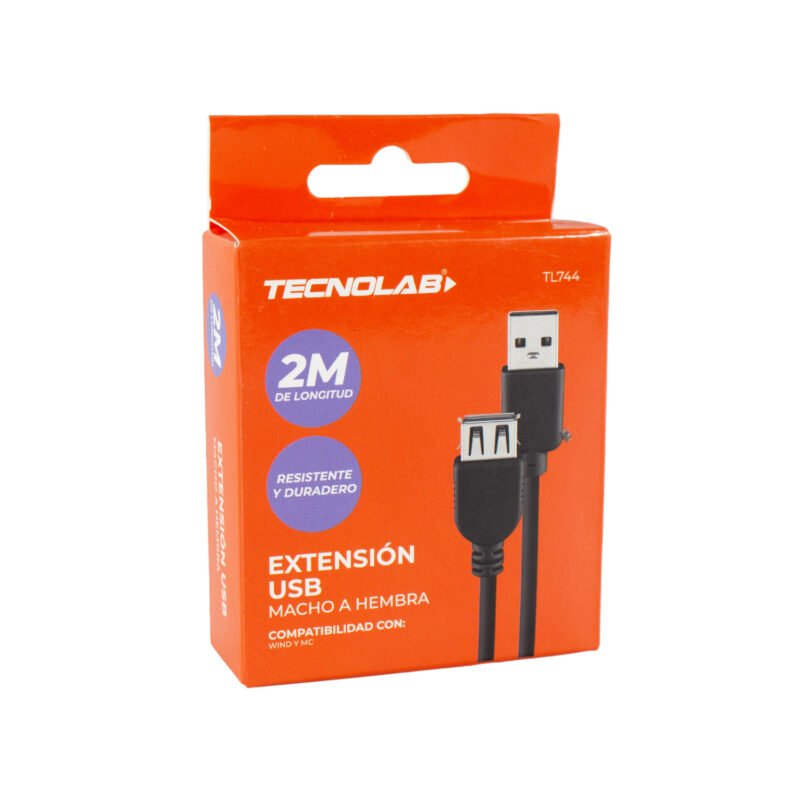 cable tecnolab usb extencion macho a hembra de 2.0 metros — vista 2