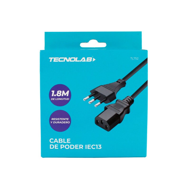 cable tecnolab de poder 1.8 metros iec13 — vista 2