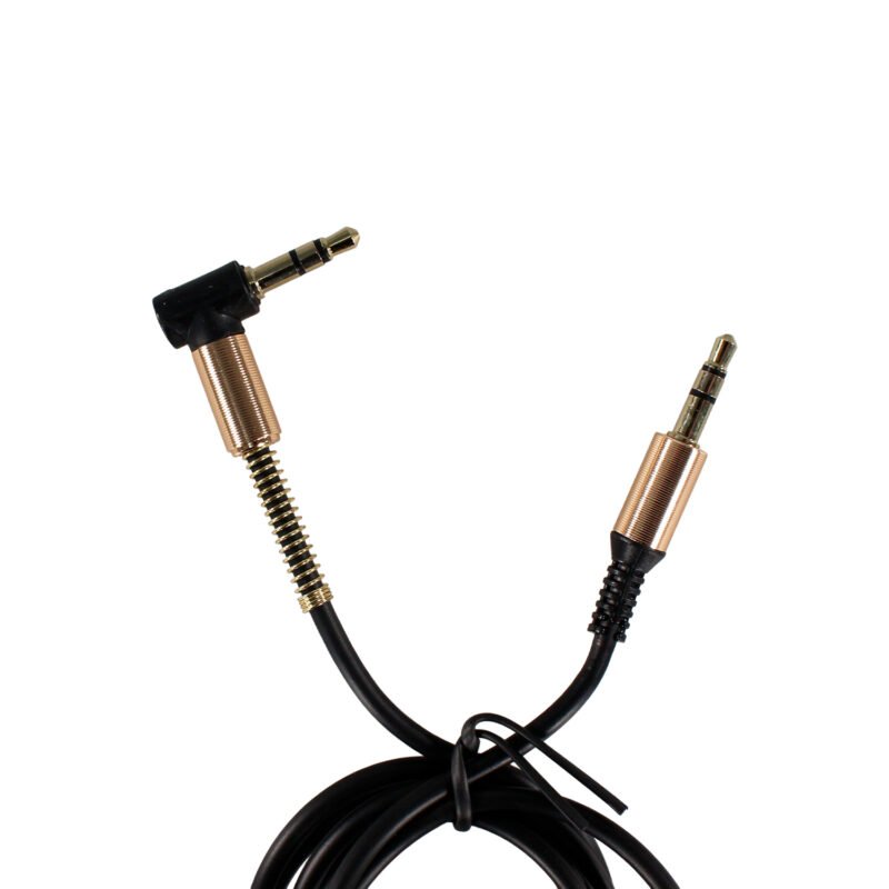 cable tecnolab auxiliar 3.5mm, conector 90 grados, cubierta metalica y soporta microfono — vista 4