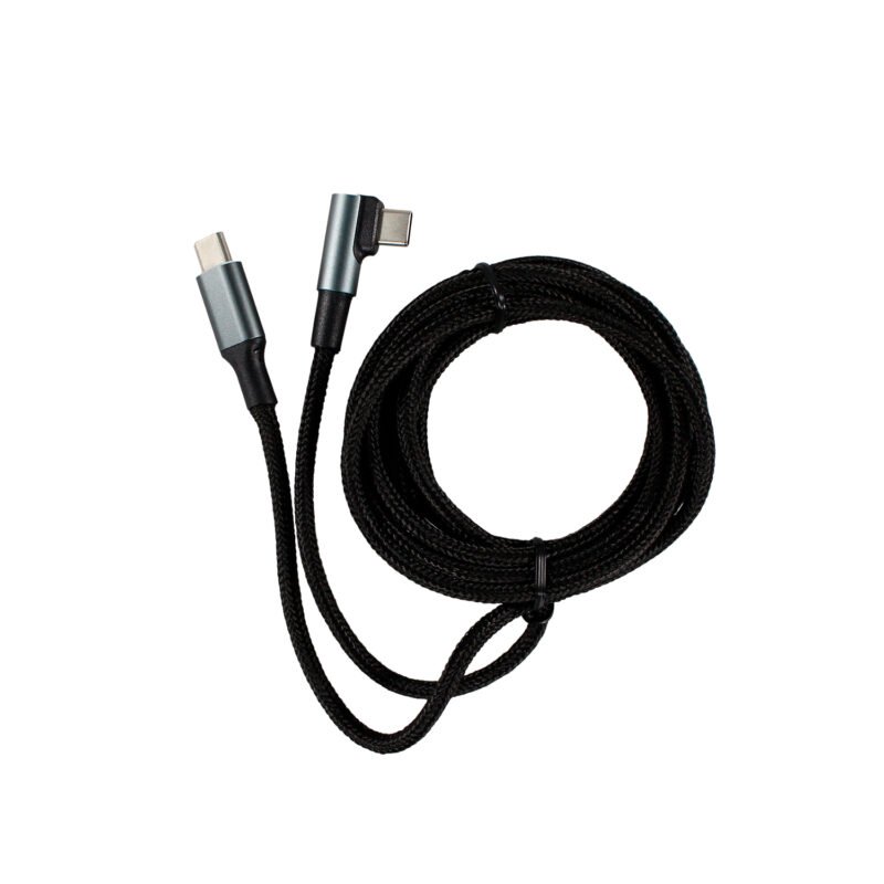 cable tecnolab tipo c a c, 100w con cubierta metalica y 1 angulo 90 grados. 2 metros — vista 3