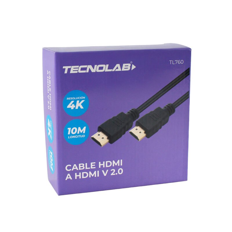 cable tecnolab hdmi v1.4 tv led 3d/lcd/plasma, 10 metros — vista 2