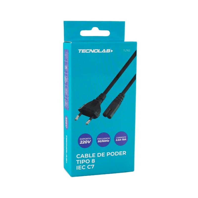 cable de poder tecnolab tipo ocho, 1.8 mts iec7 — vista 2