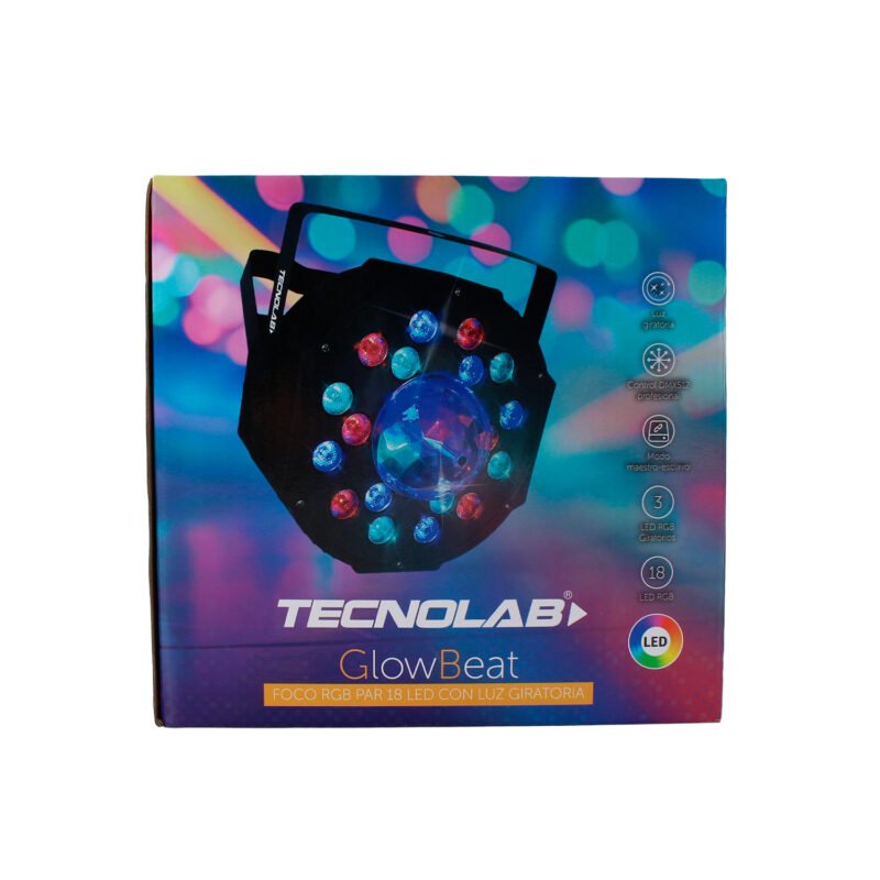 foco tecnolab par 18 con luz giratoria 60w con conexion a dmx — vista 2