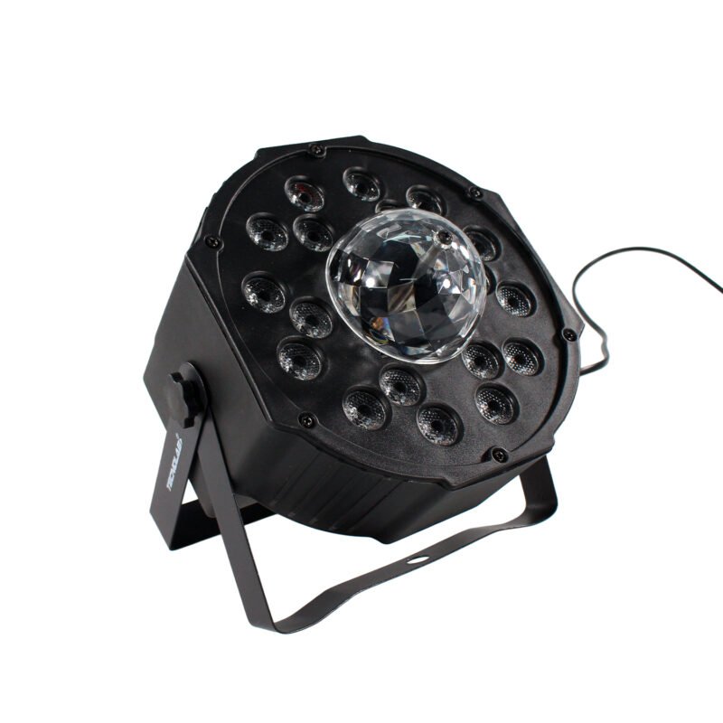 foco tecnolab par 18 con luz giratoria 60w con conexion a dmx — vista 5