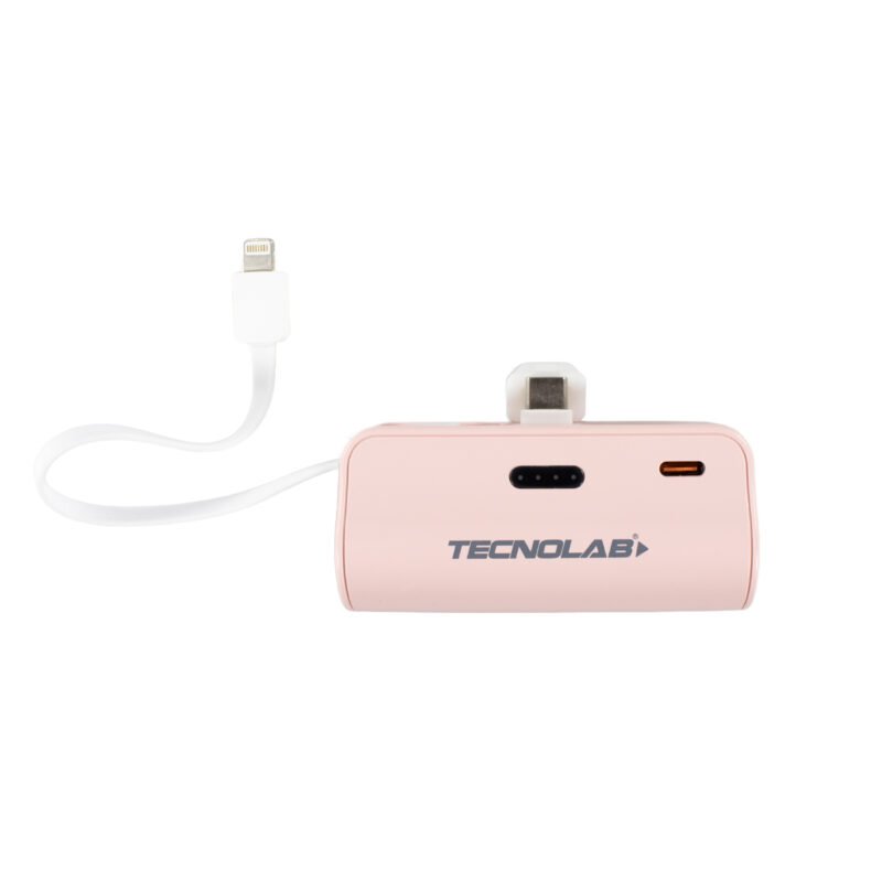 powerbank tecnolab 10000 mah, 20w salida usb tipo c y lightning. pink — vista 4