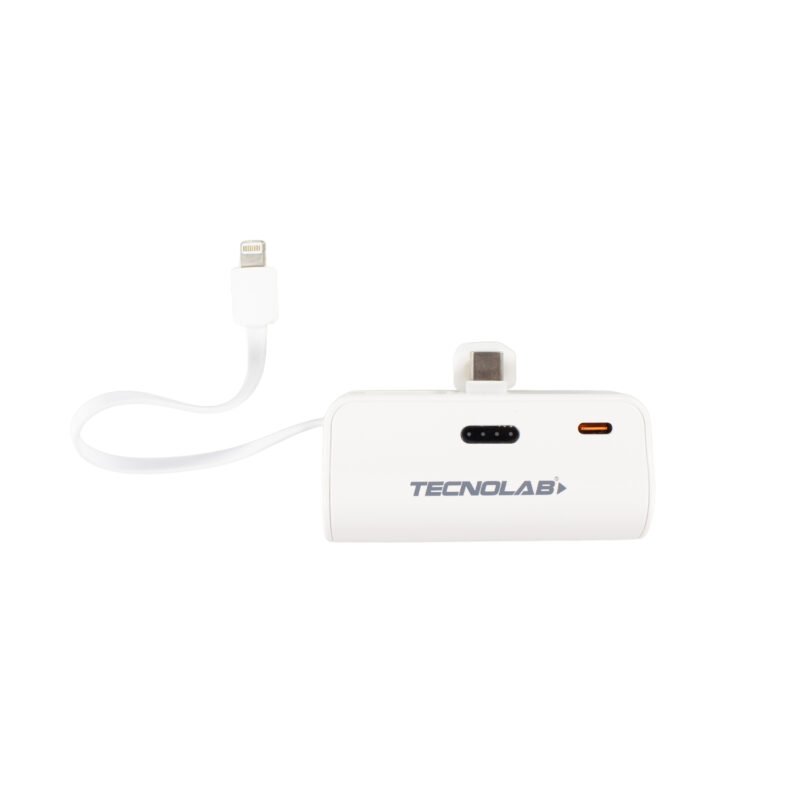 powerbank tecnolab 10000 mah, 20w salida usb tipo c y lightning. white — vista 5