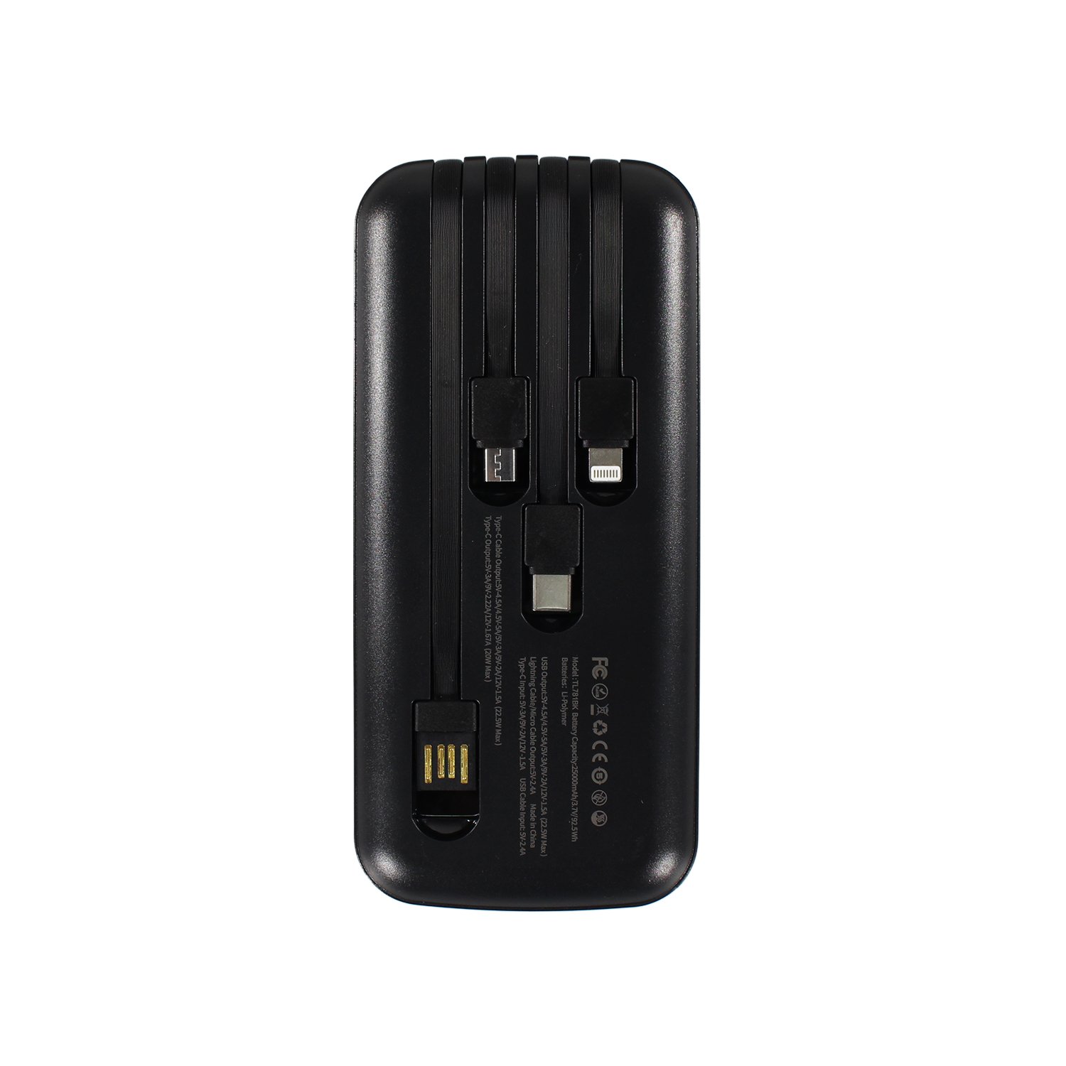 powerbank tecnolab 15000mah 22,5w incluye 4 cables, tipo c, usb, micro usb y lightning. black powerbank tecnolab 15000mah 22,5w incluye 4 cables, tipo c, usb, micro usb y lightning. black