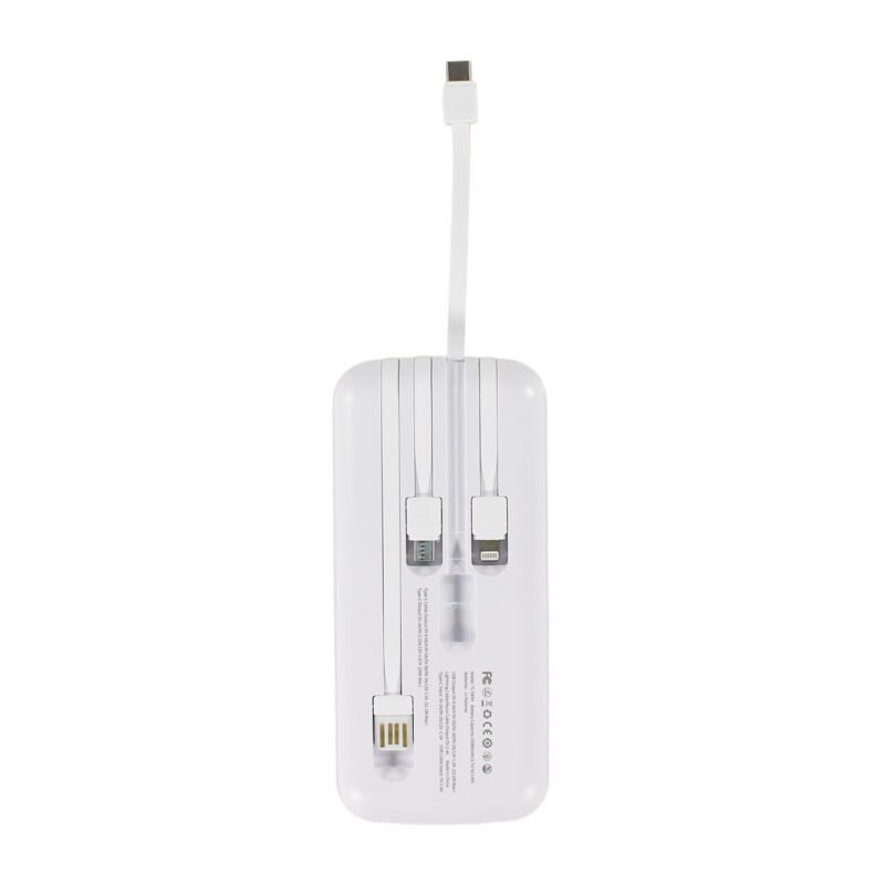 powerbank tecnolab 15000mah 22,5w incluye 4 cables, tipo c, usb, micro usb y lightning. white — vista 6