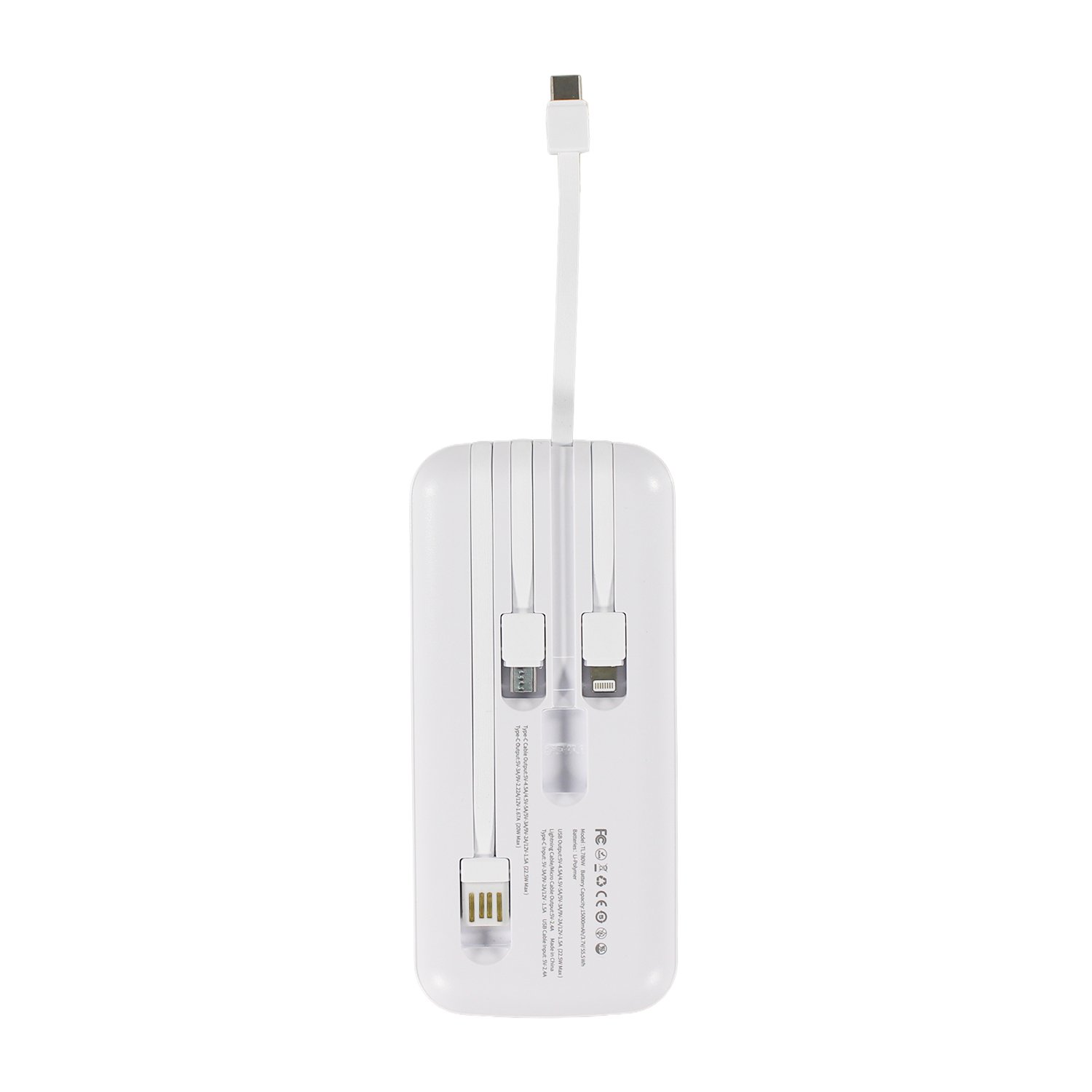 powerbank tecnolab 15000mah 22,5w incluye 4 cables, tipo c, usb, micro usb y lightning. white powerbank tecnolab 15000mah 22,5w incluye 4 cables, tipo c, usb, micro usb y lightning. white