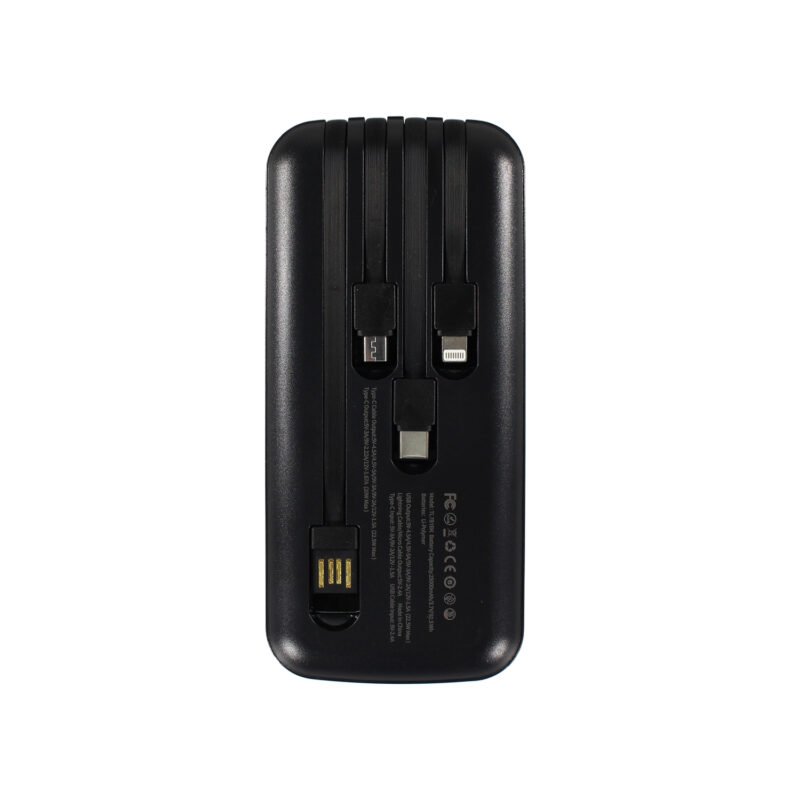 powerbank tecnolab 25000mah 22,5w incluye 4 cables, tipo c, usb, micro usb y lightning. black — vista 5