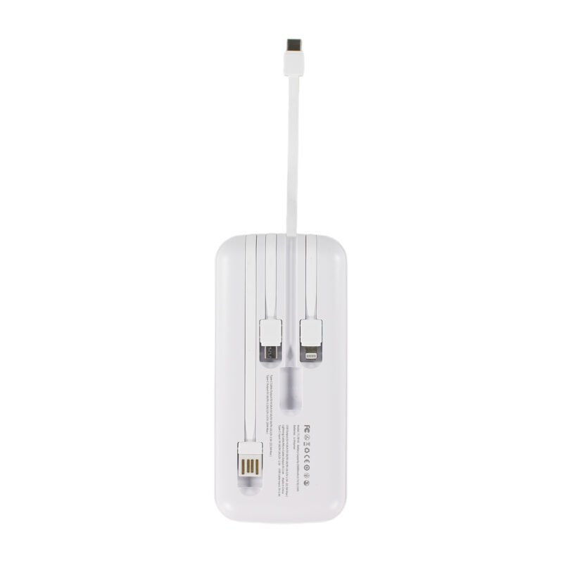 powerbank tecnolab 25000mah 22,5w incluye 4 cables, tipo c, usb, micro usb y lightning. white — vista 6