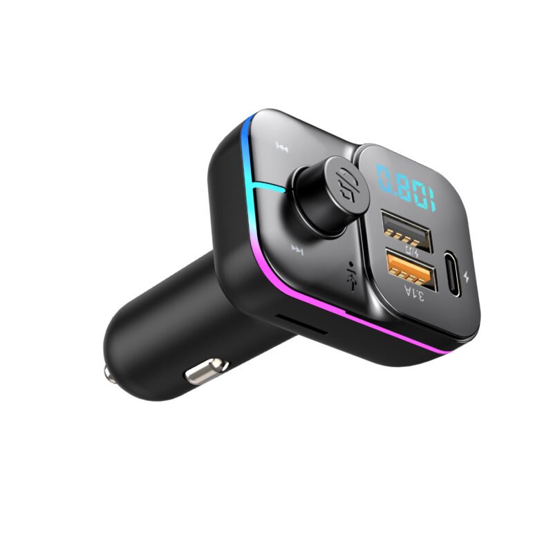 cargador de auto carga rapida 12v con transmisor fm bluetooth salida pd y usb ax2 25 watts — vista 2