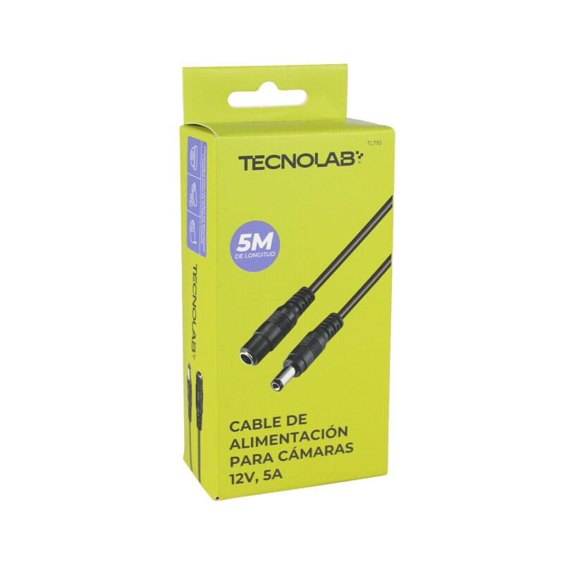 cable tecnolab de alimentacion para camaras 12v 5a, 5 metros. black — vista 2