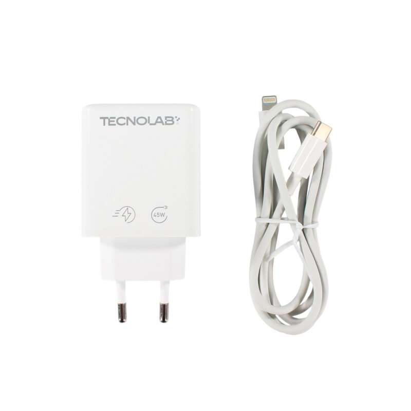 cargador tecnolab qc 3.0 + pd 45w con cable tipo c a lightning. certificacion sec. white. — vista 7