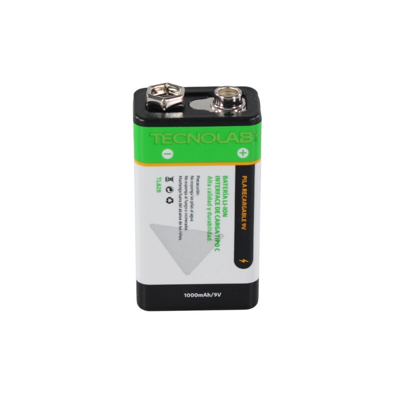pila tecnolab recargable de litio 9v 1000mah interfaz usb tipo c. 1 unidad — vista 2