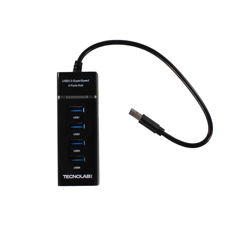 hub usb 3.0 de 4 puertos. incluye 30 cm de cable, indicador led de encendido, fusible de proteccion para dispositivos conectados. 5 gbps, dc 5v. — vista 3
