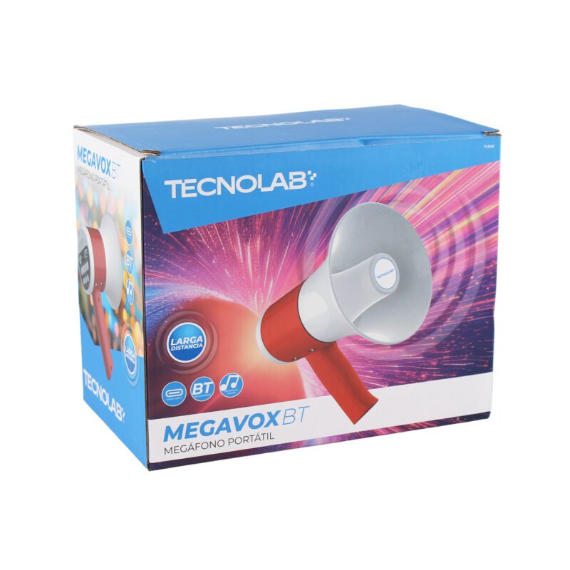 megafono portatil tecnolab 35w, 300 metros de distancia, funcion bt 5.0, microfono, interfaz de carga tipo c. — vista 2