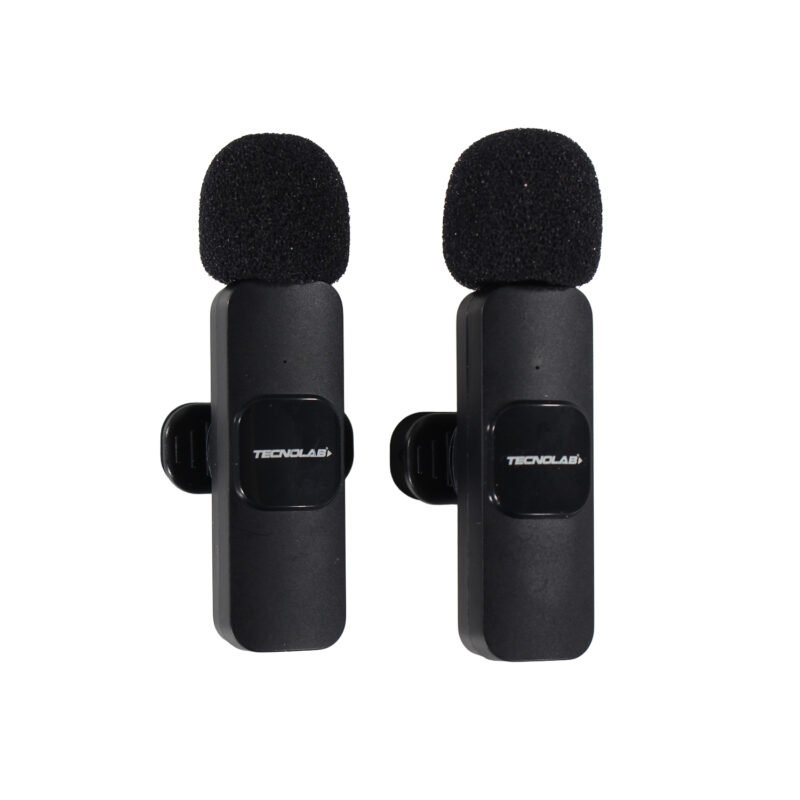 kit microfono de 2 lavalier inalambricos tecnolab para celular con receptores tipo c y lightning, alcance 25 metros. black — vista 8