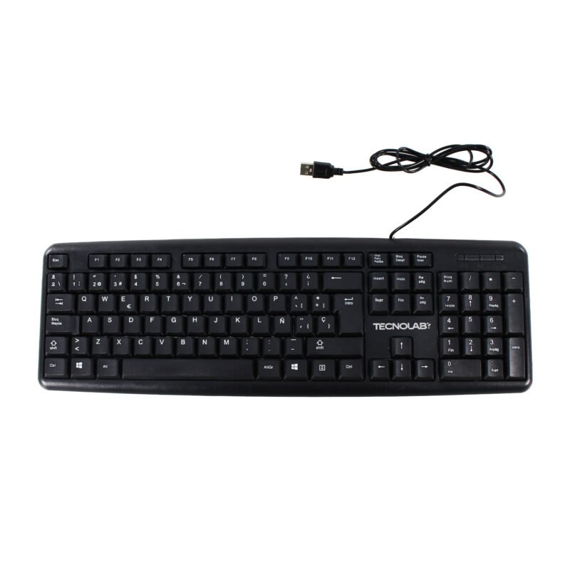 teclado usb 100% tecnolab c/ cable — vista 2