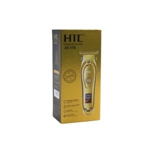 cortadora de pelo htc inalambrica de metal con cuchilla en t de precision, 2 velocidades, pantalla lcd, recargable tipo c