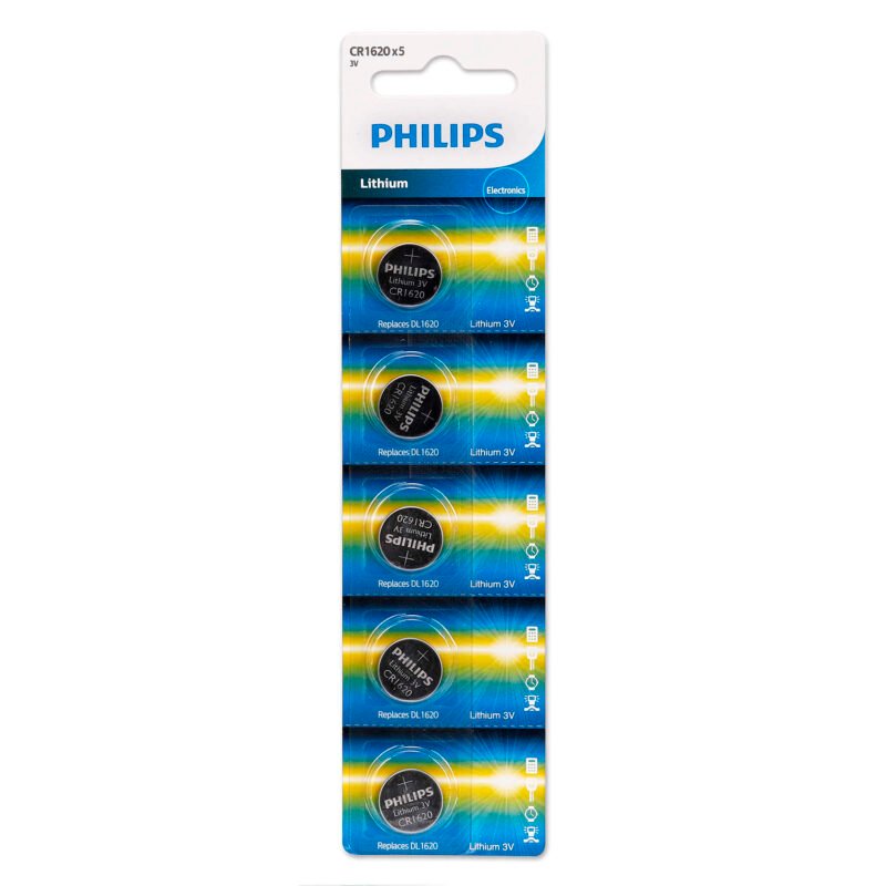 pila philips minicells cr1620 litio pack de 5 piezas — vista 2