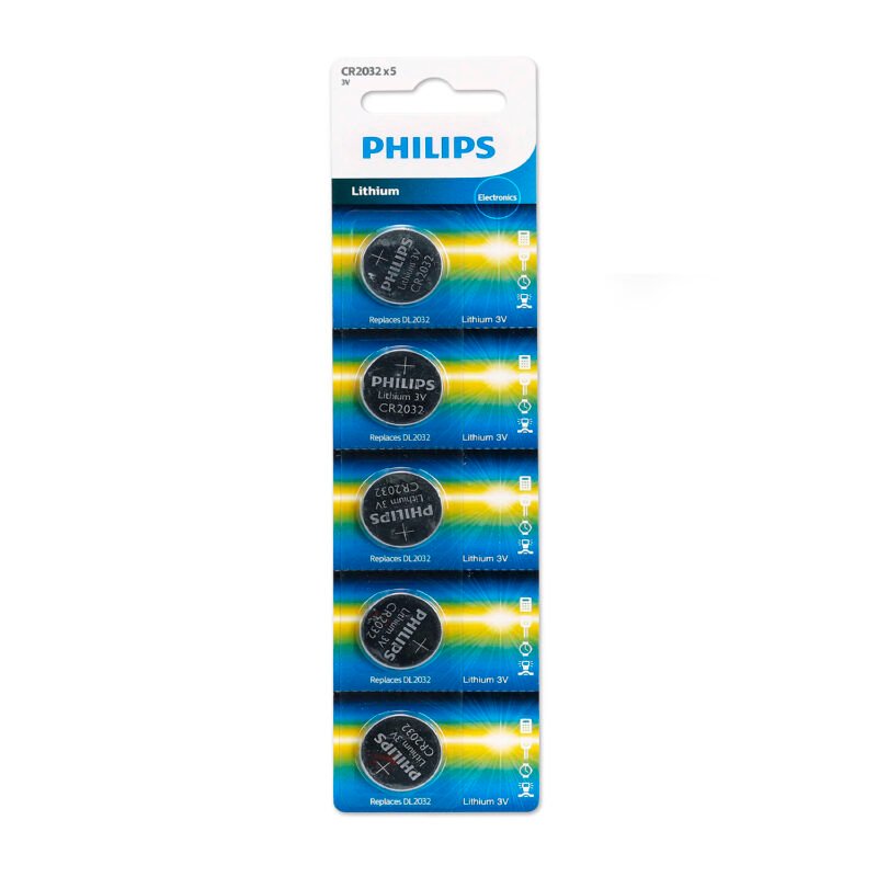 pila philips de litio cr2032 3v tira de 5 unidades