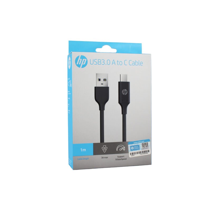 cable hp usb 3.0 a tipo c, 1mt, 3a, hasta 5gbps, alta velocidad y carga rapida.