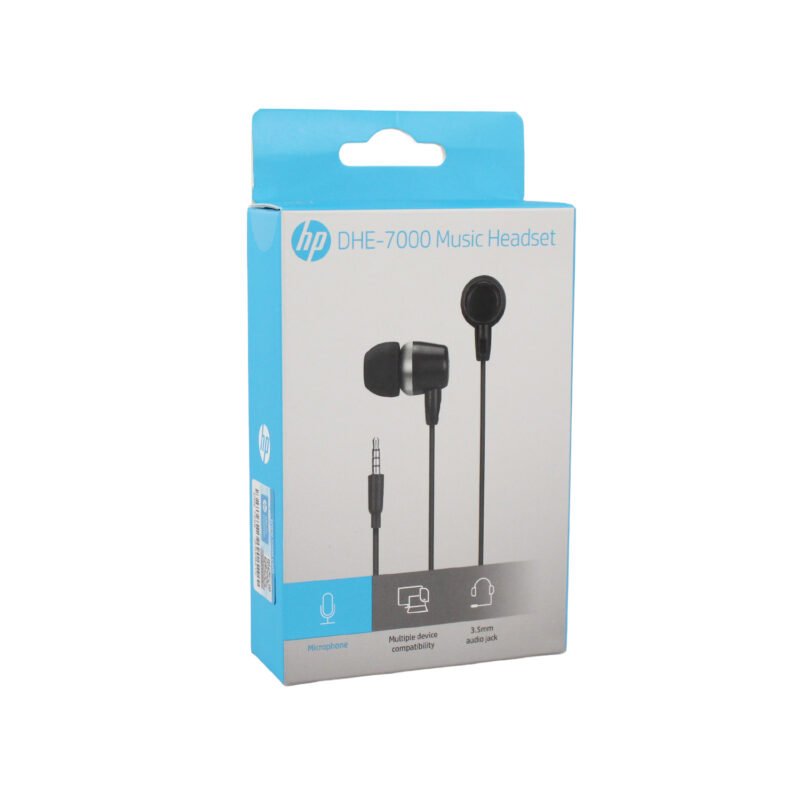audifono hp manos libres stereo, microfono, control de volumen, 3.5mm, cable 1m, blanco. black