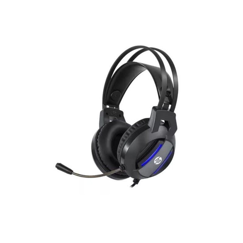 audifono hp dhe 8001, cable 2.1m, luz led, conector aux 3.5 y usb. blue