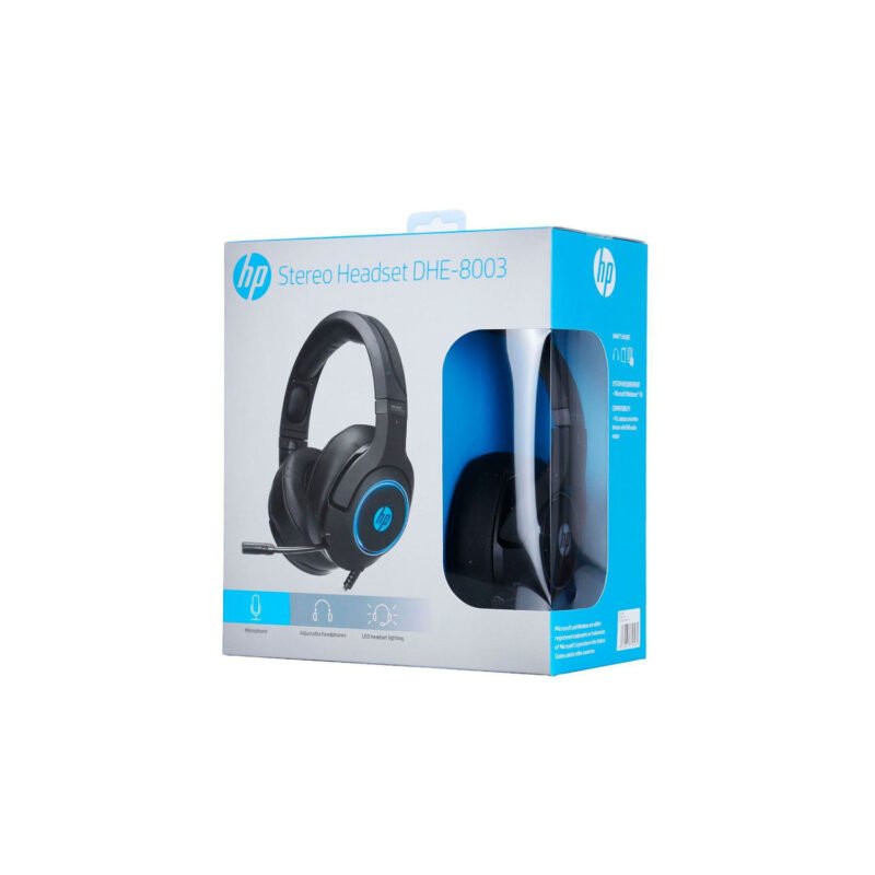 audifono hp dhe 8003, control de volumen, microfono ajustable, stereo deep bass, luz led, cable 2m. — vista 4