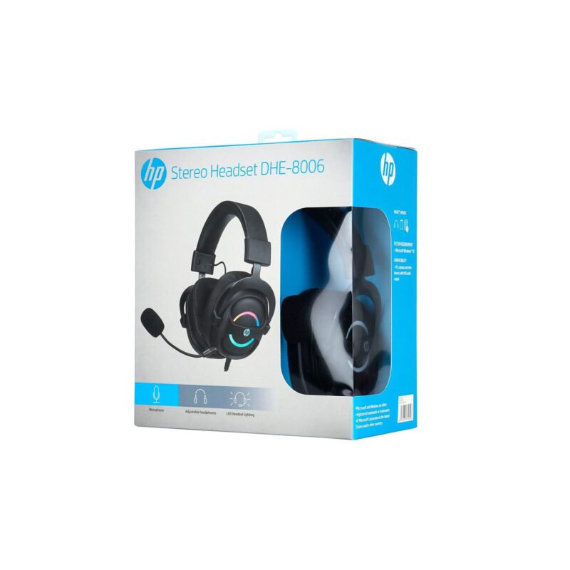 audifono hp dhe 8006, diseÑo ergonomico, luz rgb, parlante 50mm, microfono omnidireccional, cable 2.2m, conector usb. — vista 4