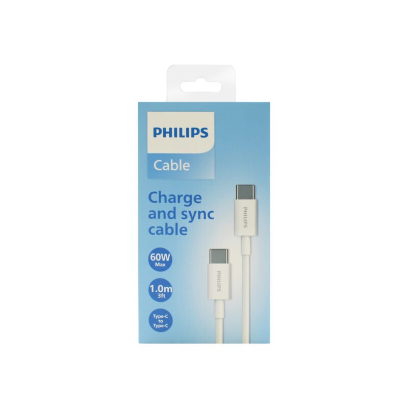 cable philips tipo c 3.2 a tipo c 60ws 1 mts white