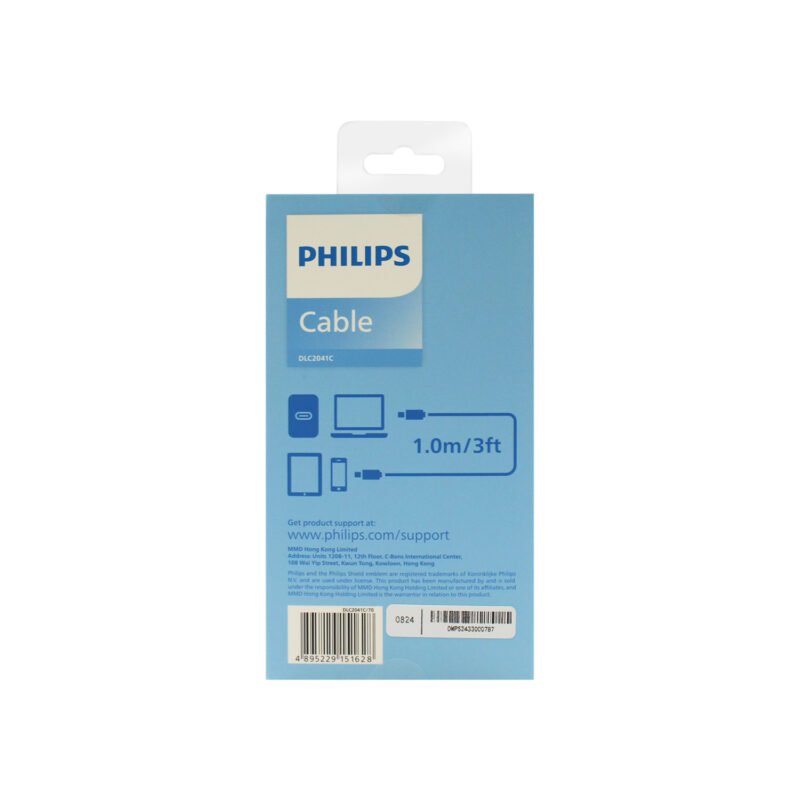 cable philips tipo c 3.2 a tipo c 60ws 1 mts white — vista 3